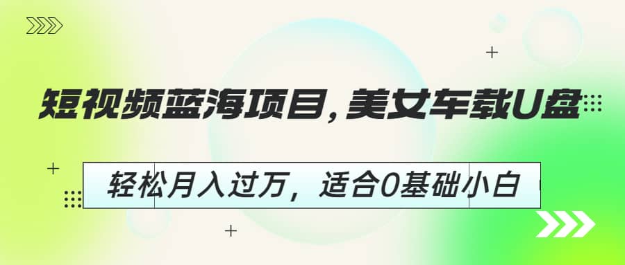 短视频蓝海项目，美女车载U盘，轻松月入过万，适合0基础小白网创吧-网创项目资源站-副业项目-创业项目-搞钱项目网创吧