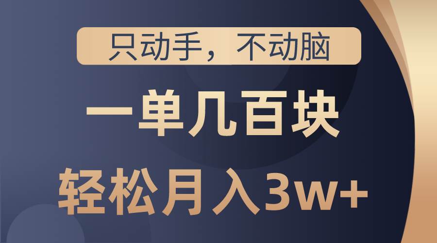 只动手不动脑，一单几百块，轻松月入3w+，看完就能直接操作，详细教程网创吧-网创项目资源站-副业项目-创业项目-搞钱项目网创吧