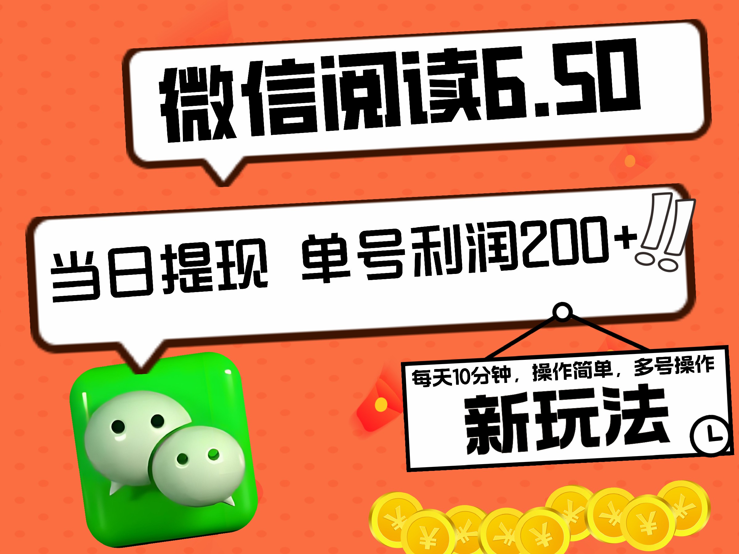 2024最新微信阅读6.50新玩法，5-10分钟 日利润200+，0成本当日提现，可矩阵多号操作网创吧-网创项目资源站-副业项目-创业项目-搞钱项目网创吧