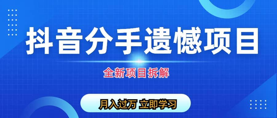 自媒体抖音分手遗憾项目私域项目拆解网创吧-网创项目资源站-副业项目-创业项目-搞钱项目网创吧