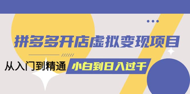 拼多多开店虚拟变现项目：入门到精通 从小白到日入1000（完整版）4月10更新网创吧-网创项目资源站-副业项目-创业项目-搞钱项目网创吧