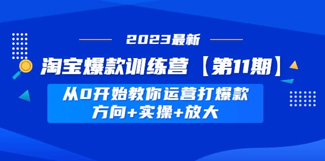 淘宝爆款训练营【第11期】 从0开始教你运营打爆款，方向+实操+放大网创吧-网创项目资源站-副业项目-创业项目-搞钱项目网创吧