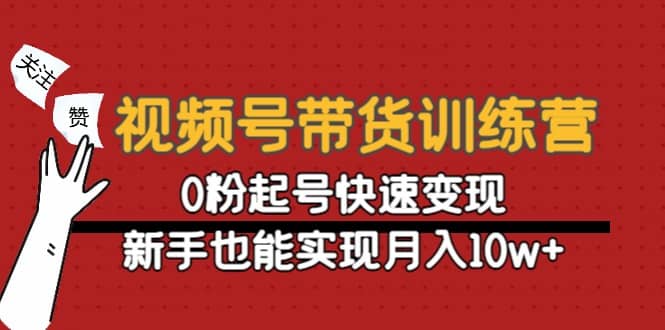 视频号带货训练营：0粉起号快速变现网创吧-网创项目资源站-副业项目-创业项目-搞钱项目网创吧