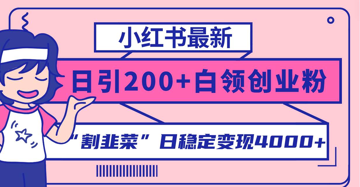 小红书最新日引200+创业粉”割韭菜“日稳定变现4000+实操教程！网创吧-网创项目资源站-副业项目-创业项目-搞钱项目网创吧