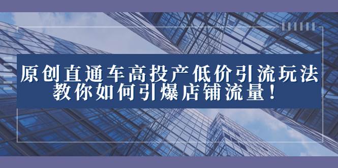 2023直通车高投产低价引流玩法，教你如何引爆店铺流量！网创吧-网创项目资源站-副业项目-创业项目-搞钱项目网创吧