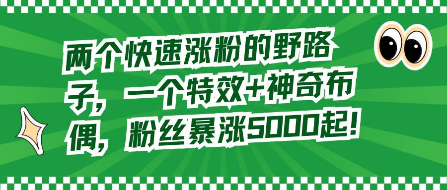 两个快速涨粉的野路子，一个特效+神奇布偶，粉丝暴涨5000起！网创吧-网创项目资源站-副业项目-创业项目-搞钱项目网创吧