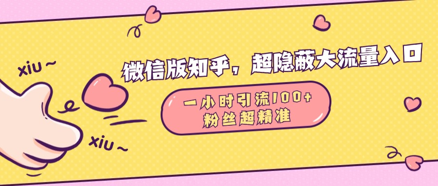 微信版知乎，超隐蔽流量入口，一小时引流100人，粉丝质量超高网创吧-网创项目资源站-副业项目-创业项目-搞钱项目网创吧