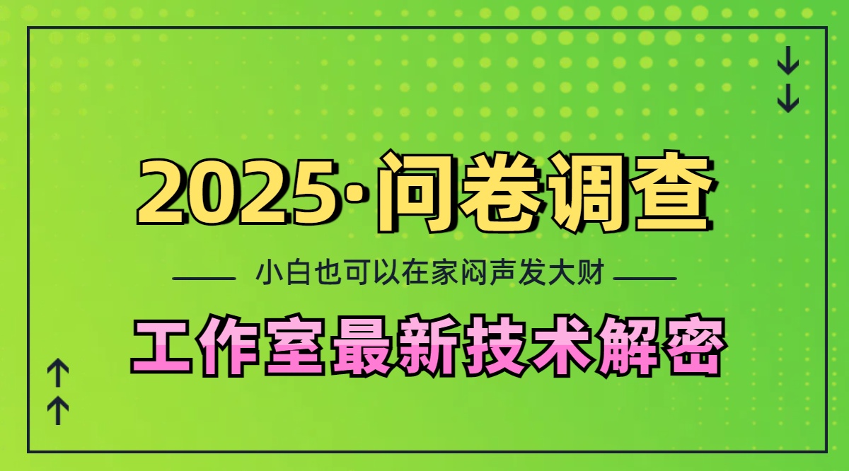 2025《问卷调查》最新工作室技术解密：一个人在家也可以闷声发大财，小白一天200+，可矩阵放大网创吧-网创项目资源站-副业项目-创业项目-搞钱项目网创吧