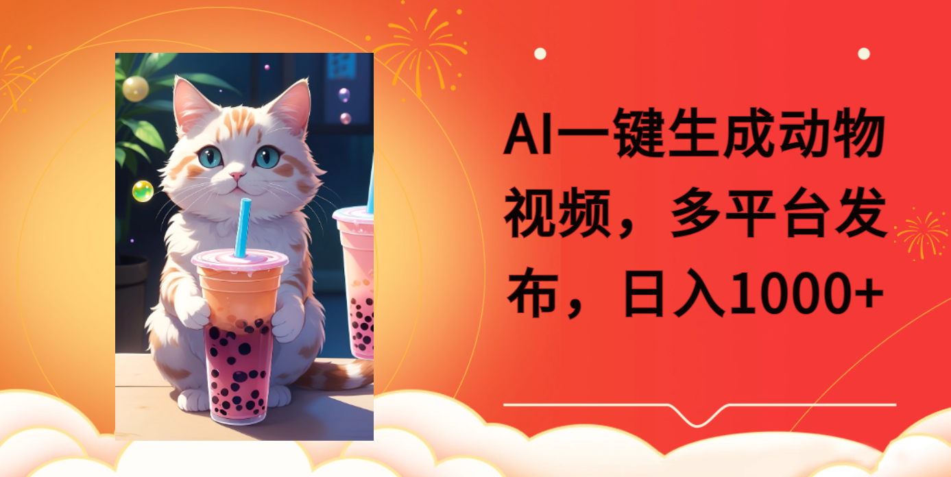 AI一键生成动物搞笑视频，多平台发布，轻松破千万播放，日入2000+网创吧-网创项目资源站-副业项目-创业项目-搞钱项目网创吧