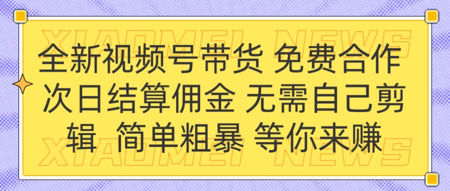 全新视频号 免费合作 佣金次日结算 无需自己剪辑网创吧-网创项目资源站-副业项目-创业项目-搞钱项目网创吧