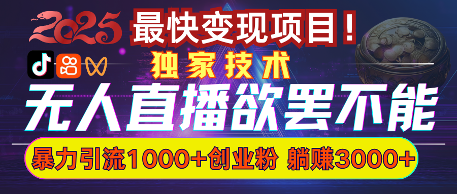 欲罢不能的无人直播引流，超暴力日引流1000+高质量精准创业粉网创吧-网创项目资源站-副业项目-创业项目-搞钱项目网创吧