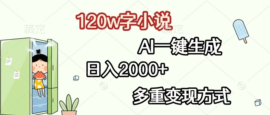 120w字小说，AI一键生成，日入2000+，多重变现方式网创吧-网创项目资源站-副业项目-创业项目-搞钱项目网创吧